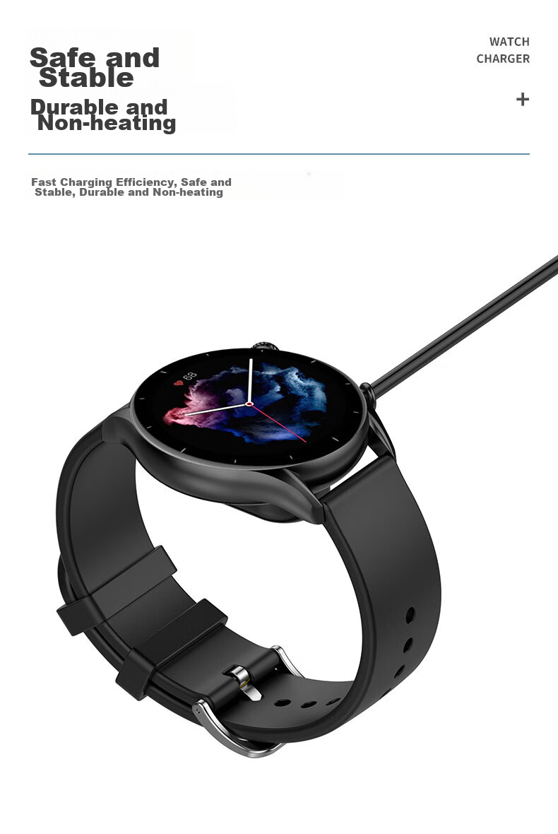 KMaxAI Magnetic Charger for Amazfit GTR4 Pro, Compatible with Huawei Mi Band And Amazfit, CHEETAH Charging Dock, Watch GTS 3/T-REX2 USB Fast Charging Cable, Black 10