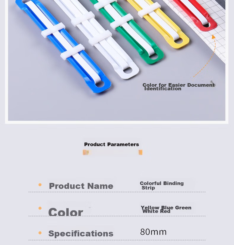 Tianshun Binding Strips, Student Handmade Loose-Leaf Notebook Office Stationery, 2-Hole Binding Strips, Hole Puncher, Hole Punch Machine, Colored Plastic Binding Clips, 20 Sets/box 4