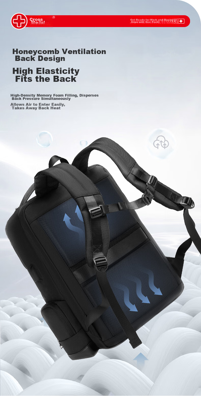 CROSSGEAR Swiss Cross Medal Backpack 17.3-Inch for ASUS Laptops, Business Travel Large Capacity Backpack 10