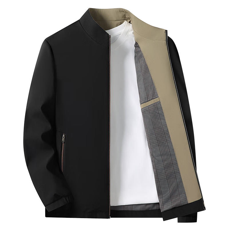 FIRS Men's Windproof Wrinkle-Resistant Spring Autumn Stand Collar Business Casual Jacket Workwear Shirt