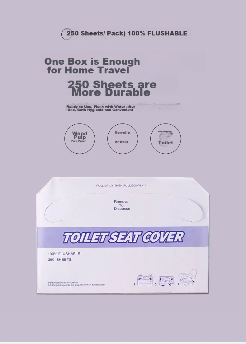 Jinghuisichuang Disposable Toilet Seat Covers, 250 Sheets, Soluble Water Bathroom Toilet Seat Pads, Postpartum Toilet Stickers 2