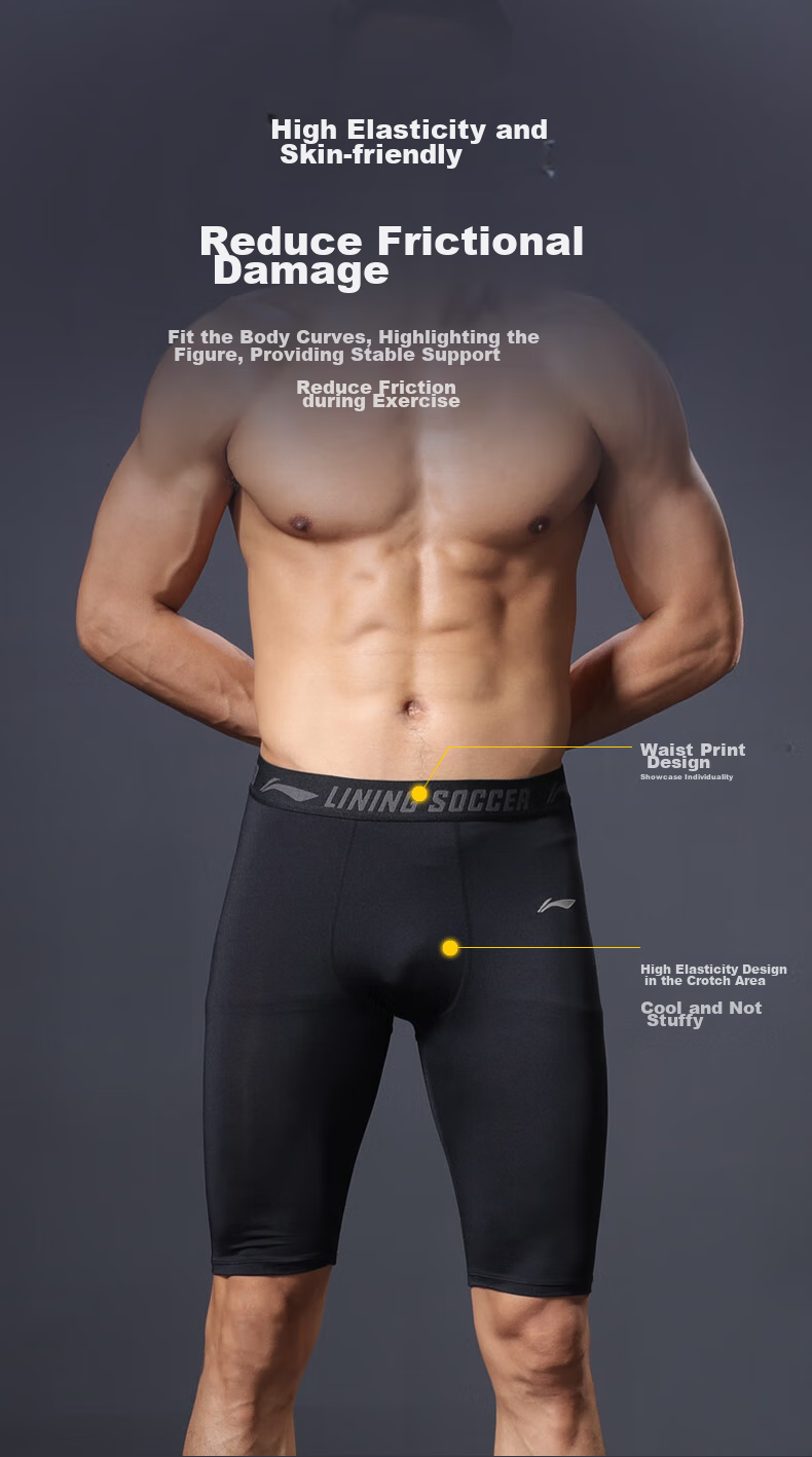 Li-Ning Men's Compression Shorts, Sports Running Quick-Dry Compression Pants, Fitness Underwear, High-Elastic Breathable Knee-Length Shorts, Basketball Training Shorts 5