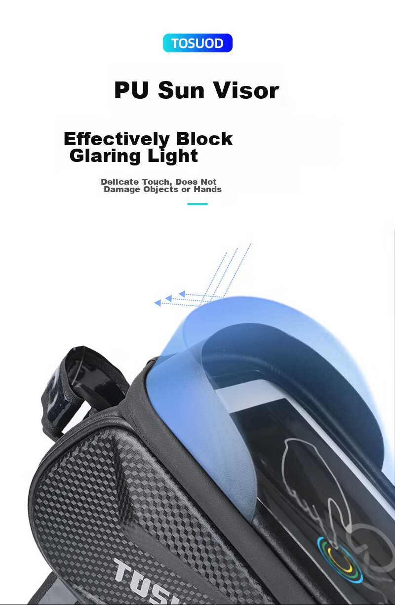 TOSUOD Bicycle Front Frame Bag Phone Tool Storage Bag Mountain Road Bike Top Tube Bag Cycling Gear 2.0L 24