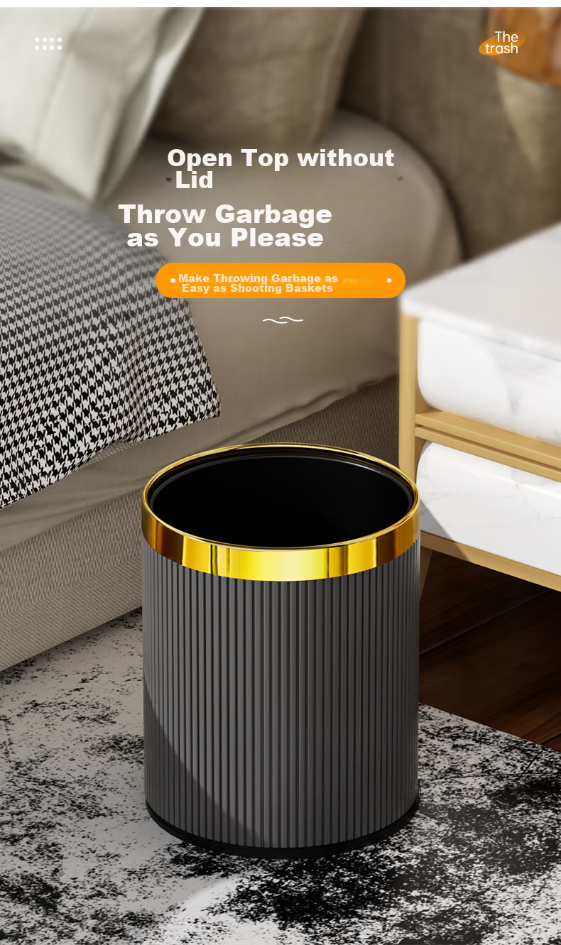 AKBK Italian Trash Can 12L Large Capacity Round Base Trash Can for Living Room, Bedroom, Kitchen, Luxury Hotel 2026 New Model 3