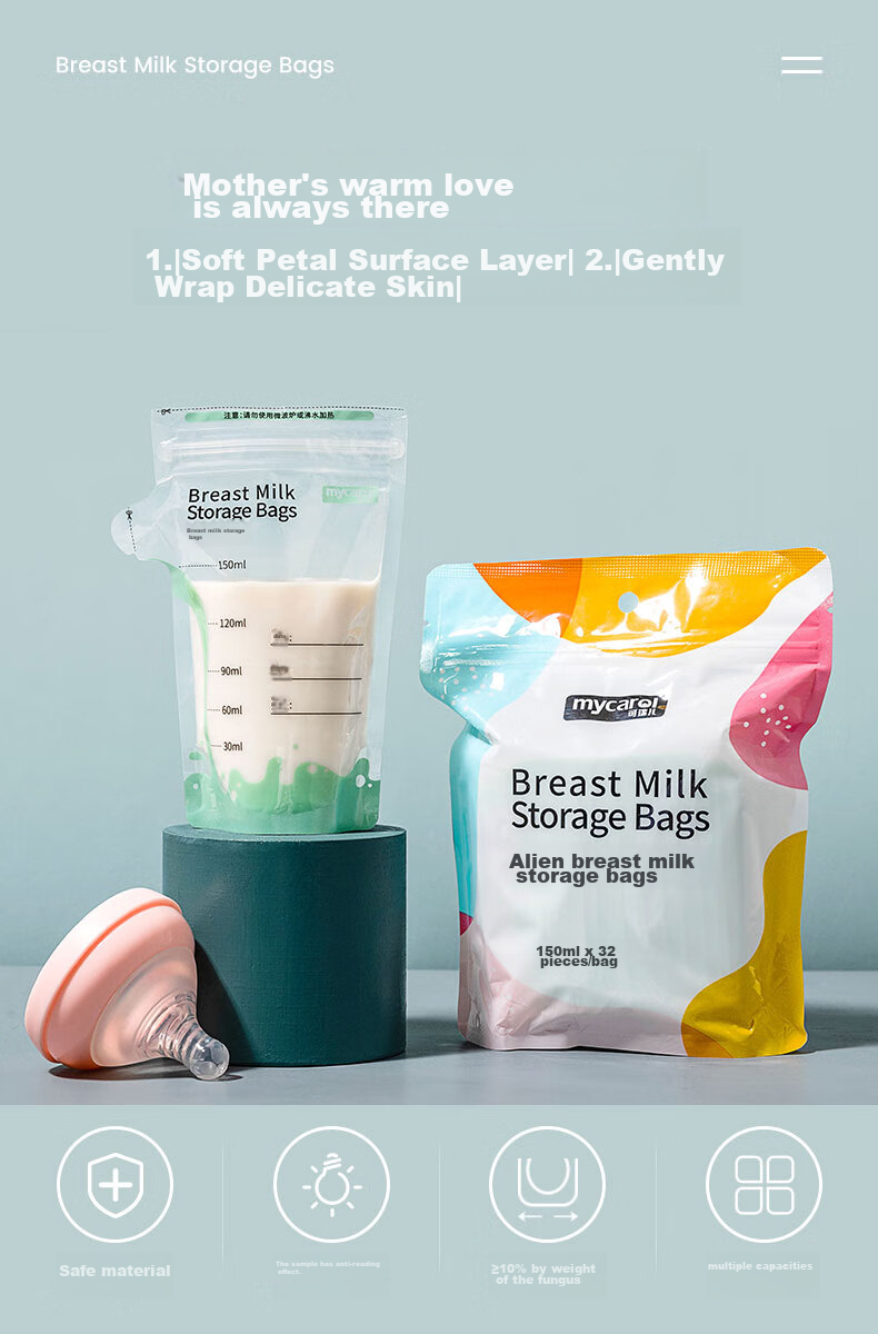 MyCarol Bottle Storage Bags for Breast Milk, Disposable Milk Powder Dispensing Bags, Baby Food Storage Bags, 180ml*32 Pieces 2