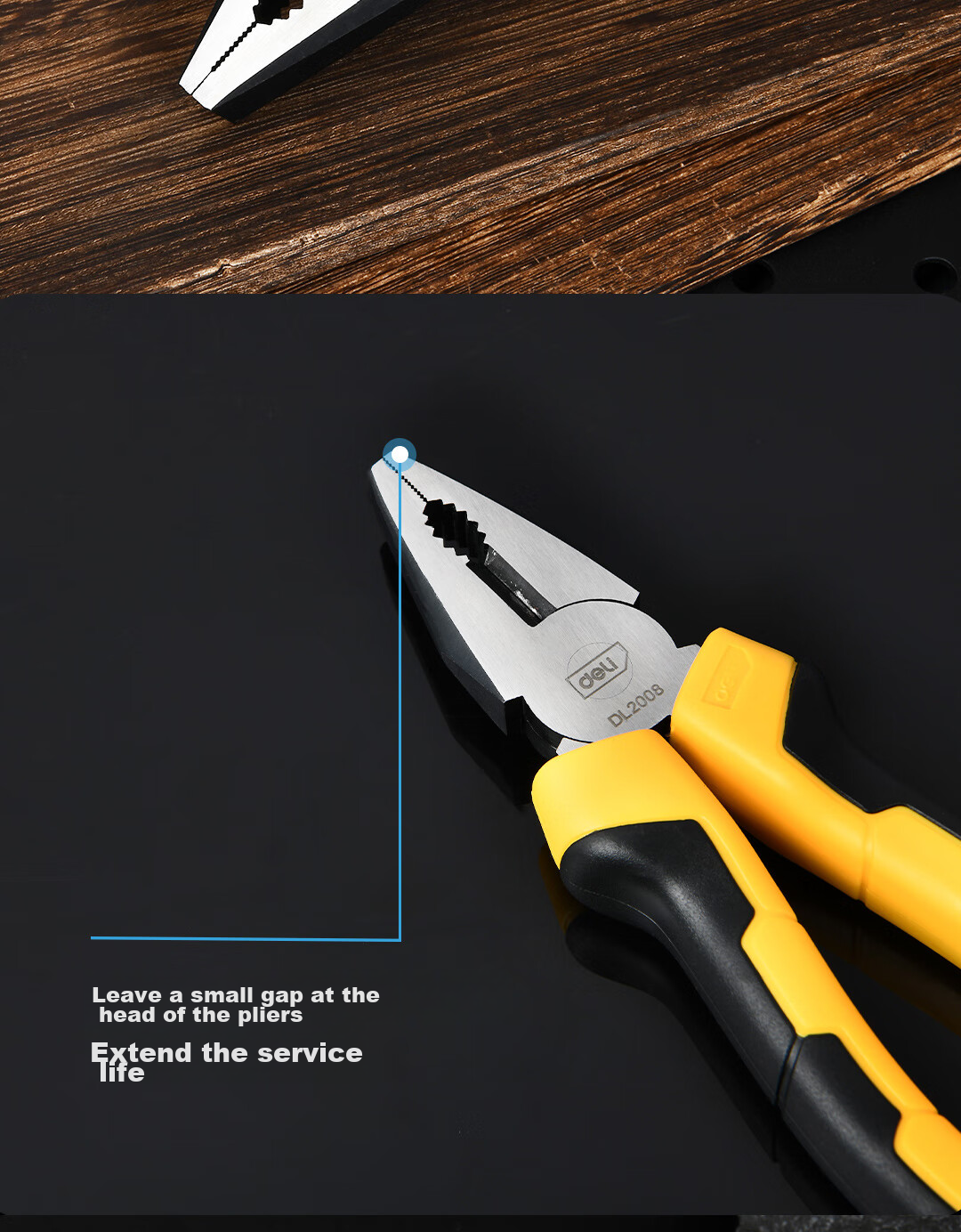 Deli Dual-Color Rubber Handle Pliers, Tiger Pliers, Multi-Functional Wire Cutters, Line Cutter, Electrician's Gripping Pliers, 8 Inches 11