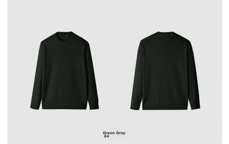 HLA Long-Sleeve Knit Sweater for Men, Lightweight Business Pure Wool Thermal Undershirt for Winter 22