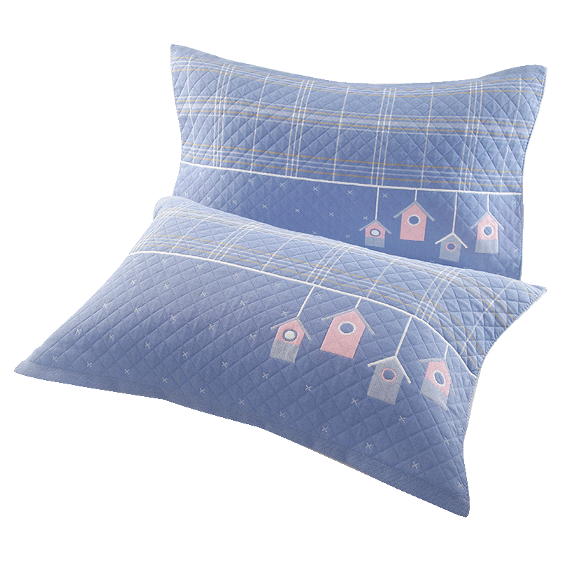 Grace 7A Antibacterial Pillowcase, Three-Layer Gauze, Enlarged And Thickened Pillow Cover, Lianjia - Blue 78*52cm, One Pair