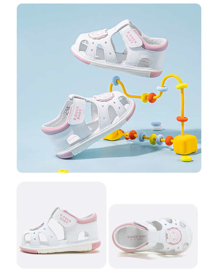B.Duck Children's Closed-Toe Sandals, Boys And Girls Toddler Shoes, Summer Soft-Soled Leather Sandals, 6726 Beige, Size 18 10