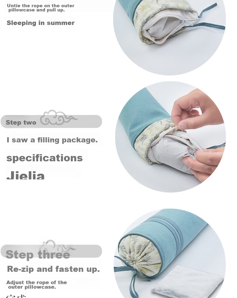 Shangfan Cervical Pillow with Cassia Seed Hard Pillow, Round Cylindrical Pillow, Candy Pillow, Adjustable Firmness And Height 12