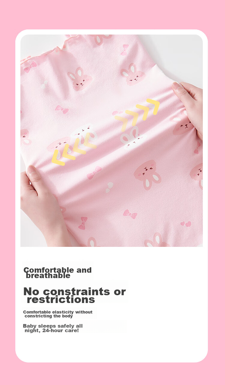 LangSha Children's Pajamas, Girls' Nightgown, Summer Thin Style, Cute Little Rabbit Pajamas, for Older Children's Loungewear Dress, Pink, Size 160 5