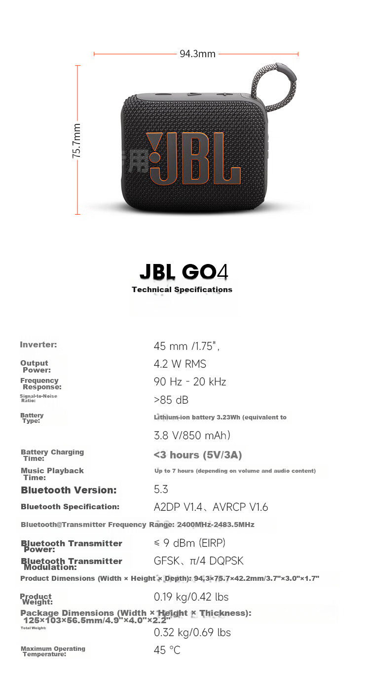 JBL GO4 Music Gold Brick Fourth Generation, Bluetooth Speaker, Outdoor Portable Speaker, Mobile And Computer Speaker, Subwoofer, Cycling And Running, Gift Recommendation, Jazz Blue 14
