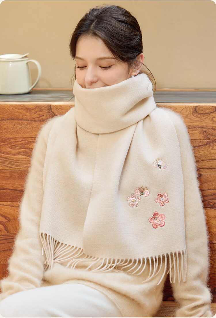 JIUMU Pure Wool Scarf for Women, Autumn And Winter Neck Warmer, Warm Shawl, Gift for Women And Mothers, Mid-Autumn Festival Birthday Gift Box Set 20