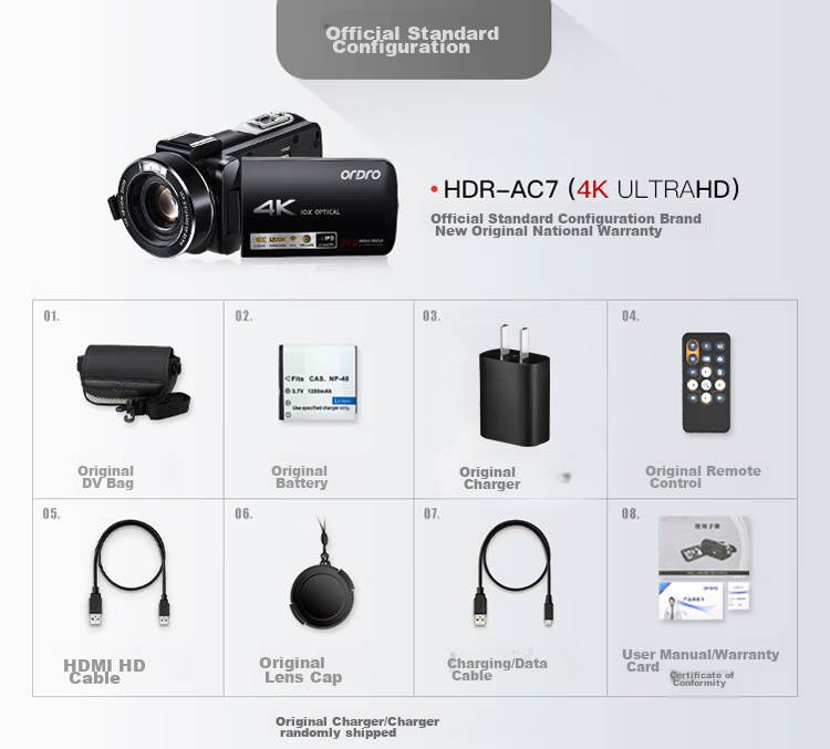 ORDRO AC7 4K HD Camera Professional Live Streaming Camera Digital DV Recorder, 10x Optical Zoom Vlog Short Video Home Travel Conference All-In Recording Device 5