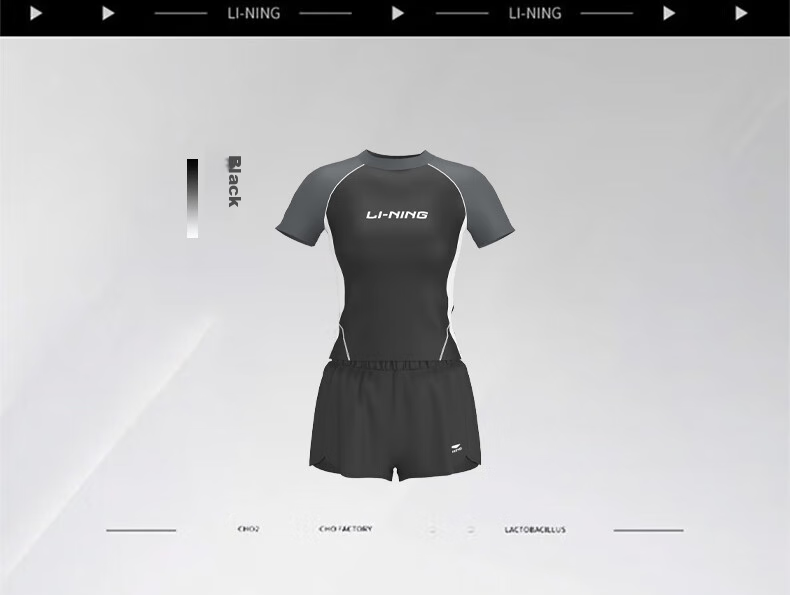 Li-Ning Women's Swimsuit, Fashionable Casual Two-Piece Boyshort Swimwear, Slim-Fit Hot Spring Bathing Suit 548 Black And White M 3