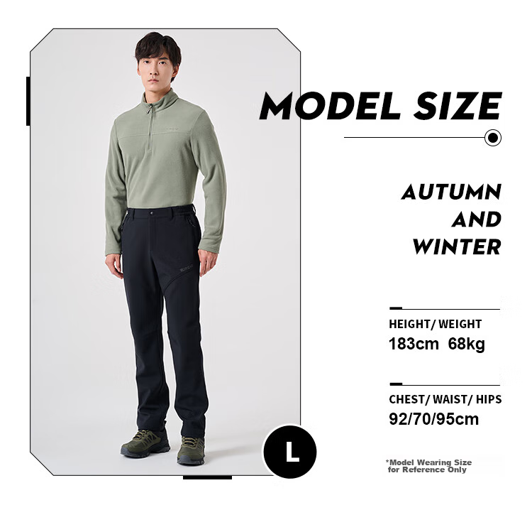 TOREAD Men's Soft Shell Pants, Autumn And Winter Windproof Water-Repellent Fleece-Lined Thick Warm Trousers TAMMBM91984 14