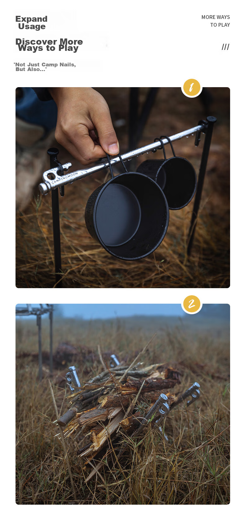 Campingmoon Stake Set for Outdoor Tarp Tent, Windproof Rope, Thickened And Extended Beach Stake, 26CM Single Piece 7