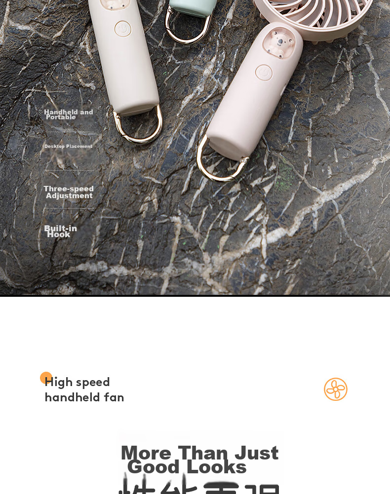 Kelleia Handheld Mini Fan, USB Fan, Portable Electric Fan, for Students, Office, Dormitory, Long Battery Life, Outdoor Travel, QL-F1, Mint Gree 3