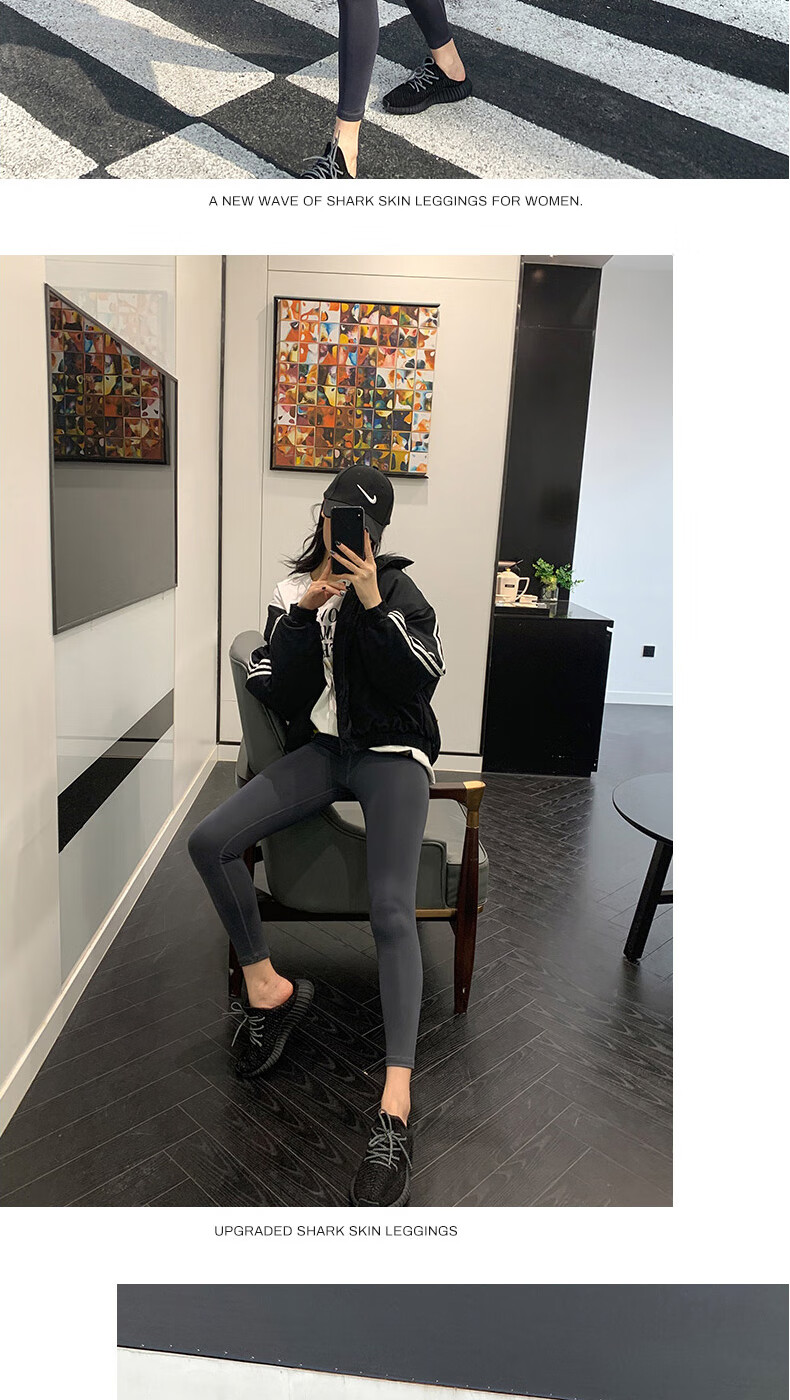 LangSha Shark Skin Leggings for Women, High-Waisted Thin Spring And Autumn Style, Tummy Control Slimming Tight-Fitting Sports Yoga Pants for Outdoor Wear 20
