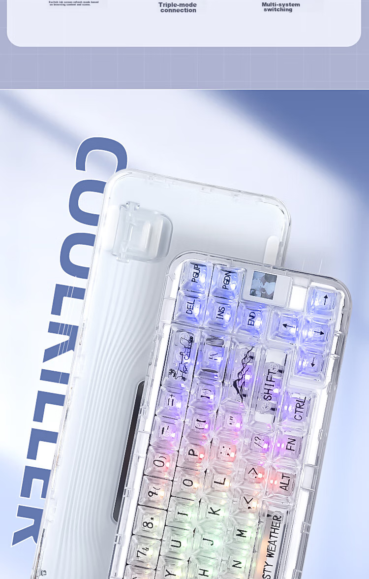 CoolKiller CK68 Polar Bear Wired/wireless/blue Toed Three-Mode Transparent Customizable Mechanical Keyboard, Ice Blade Switches, Linear Switches 3