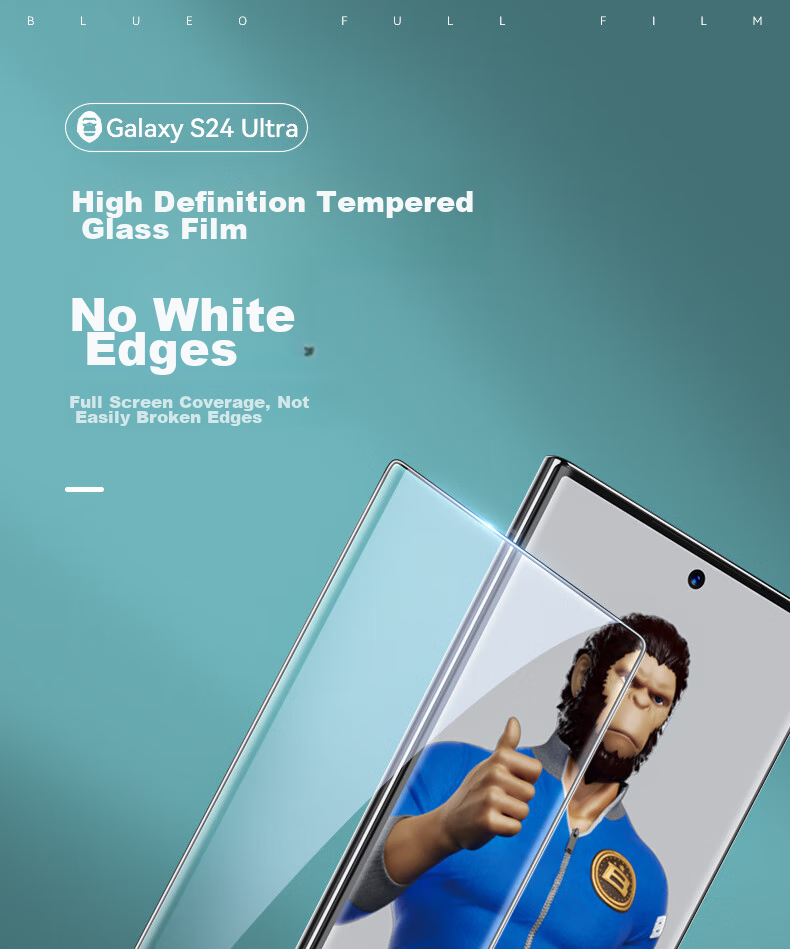 BLUEO Tempered Glass Screen Protector for Samsung S25+/S24+, High Definition Clear Anti-Drop Wear-Resistant Phone Protective Film 2