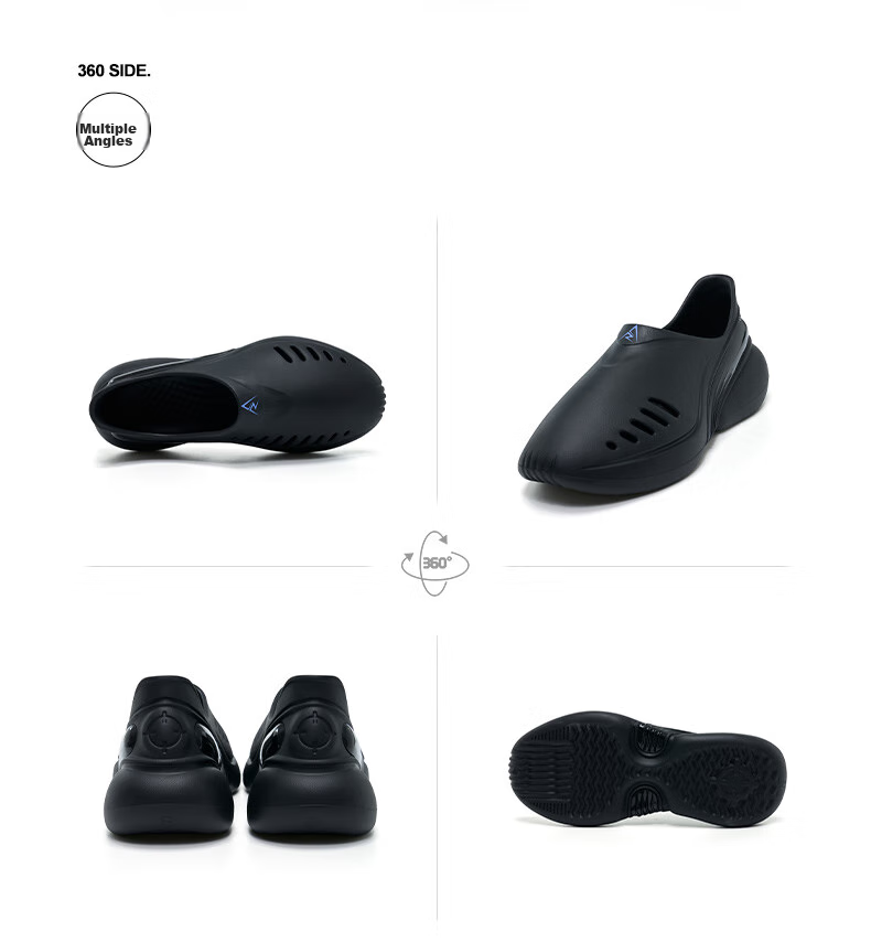 RIGORER Men's Breathable Sandals And Hole Shoes, Waterproof Non-Slip Thick-Soled Basketball Sports Slippers, RIGORER Black, Size 44 21
