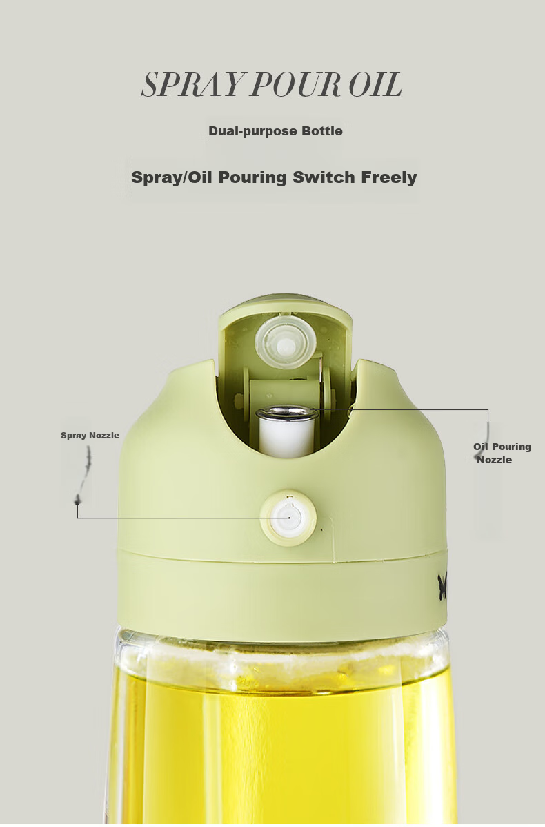 Suncha Oil Dispenser, Oil Pouring And Spraying All-In Glass Oil Bottle for Cooking Oil, Kitchen Use, Non-Drip, Olive Gree 4