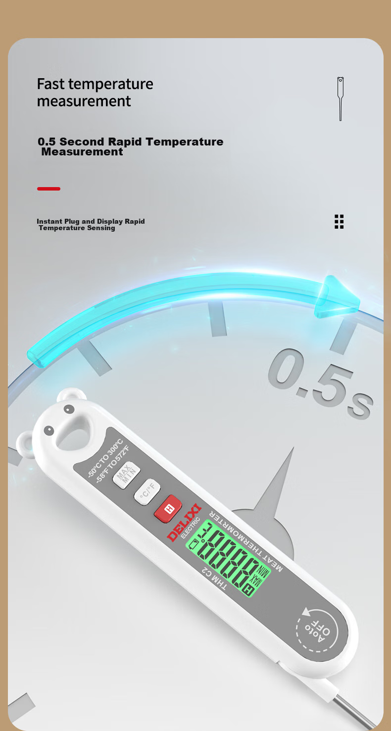 DELIXI ELECTRIC Food Thermometer Probe Kitchen Oil Temperature Meter Baby Milk Thermometer Water Thermometer Electronic Thermometer 9