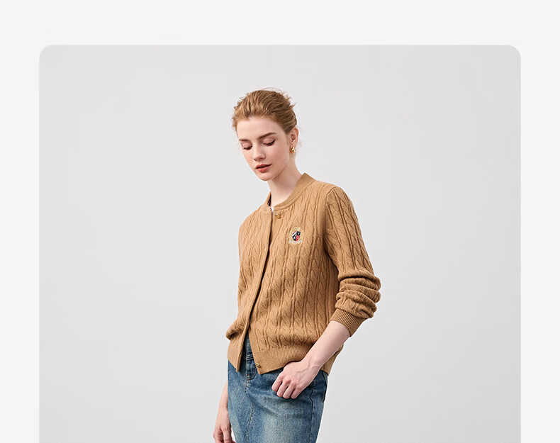 Navigare Italian Small Sailboat Autumn And Winter Women's All-Wool Jacket, Cable Knit Sweater Cardigan 2334094508 M 52