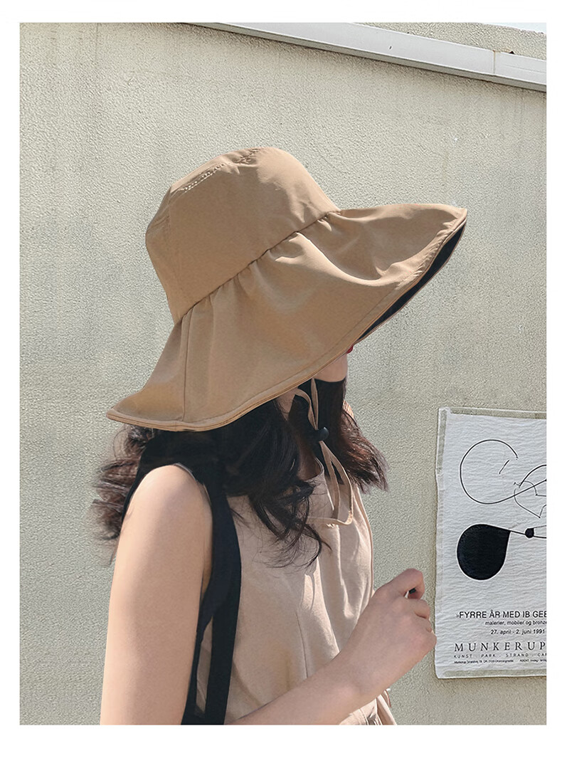 XUEXIMAN UV Black Gel Sun Protection Hat for Women, Summer Face-Covering Sunhat, Wide Brim Fishing Hat for Cycling 11