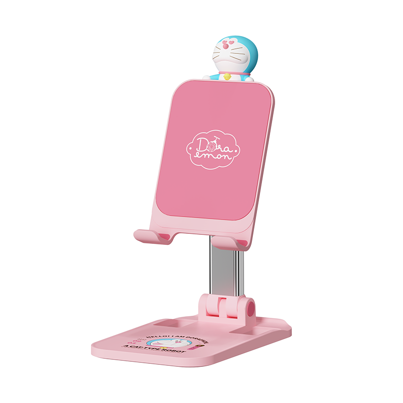 ROCK Doraemon Phone Stand, Desktop Tablet Stand, Lazy Gaming Stand for PUBG, Online Classes, Binge-Watching, Multifunctional, Compact, Foldable, Portable, Height Adjustable with Plush Versio