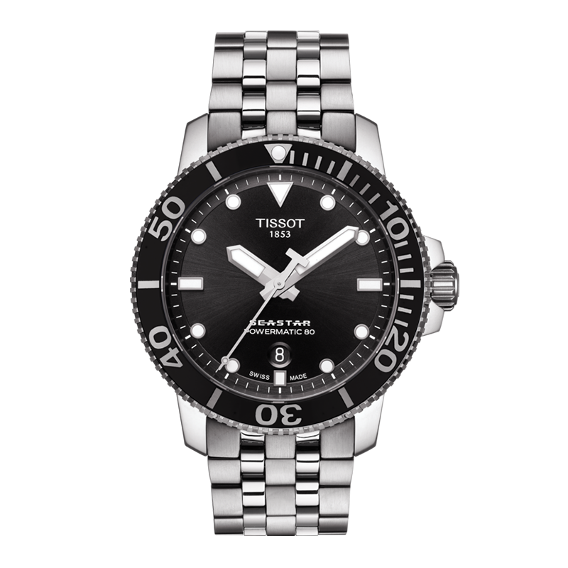 TISSOT Watch, Seastar Series Men's Watch, Swiss Automatic Mechanical Men's Steel Strap Wristwatch Diving Watch Birthday Gift