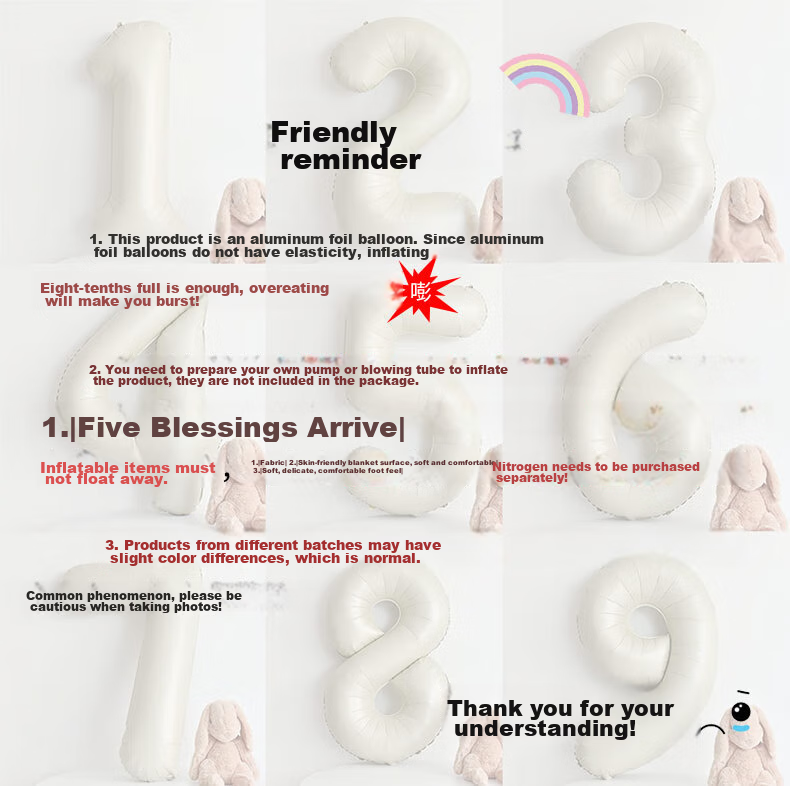 Shiluode Ins First Birthday Outdoor Party Scene Decoration Photo Props, Cream Style 40-Inch Digital Balloon 0 1