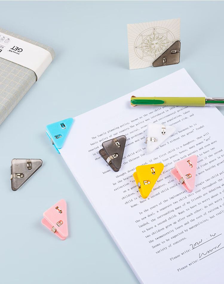 TIANSE 5 Transparent Clips, Ins Style File Folder, Acrylic Planner Clip, Long Tail Clip, Student Office Exam Paper Clip, Triangle Clip, TS-5819 (Without Sticker) 12