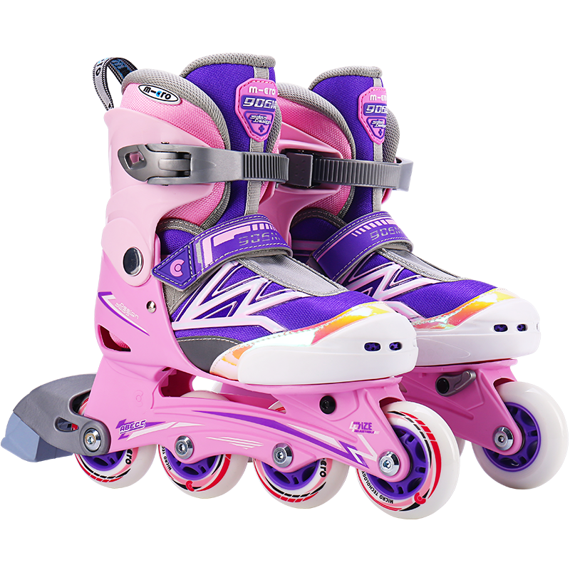 Micro Maiguo Roller Skates, Micro Children's Inline Skates for Boys And Girls, Ice Skating Sports, 906M Pink Set, Size S