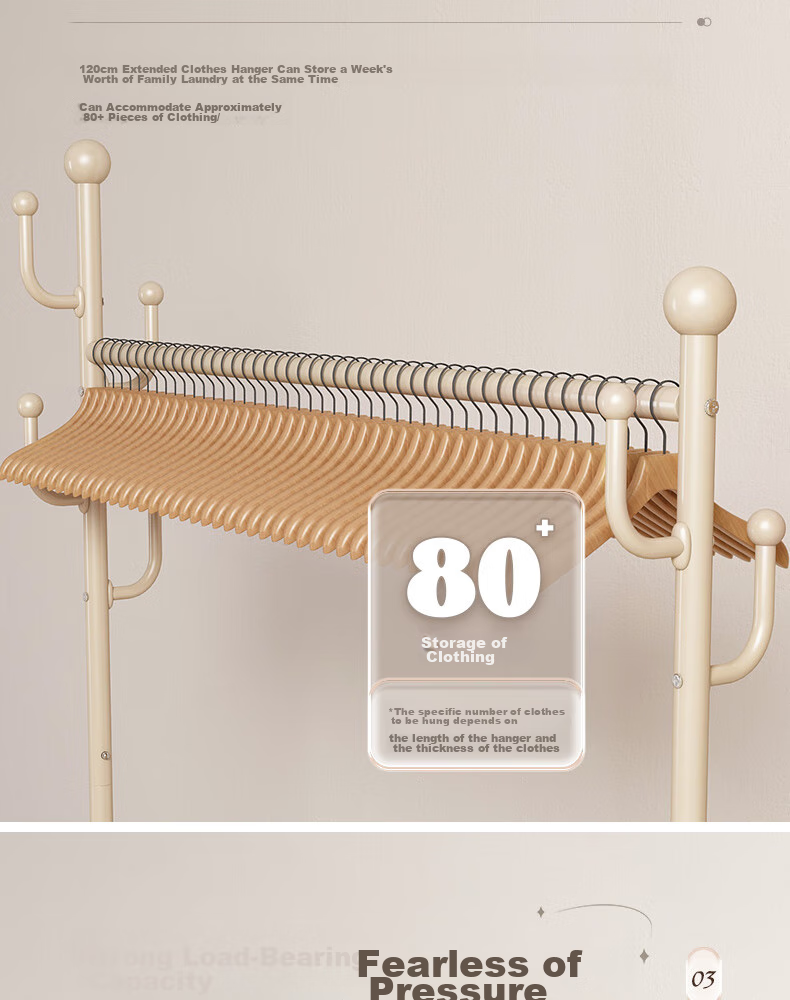 Shunyou Coat Rack, Floor-Standing Clothes And Hat Stand, Bedroom And Living Room Movable Drying And Storage Rack, 120CM, SY-309 4