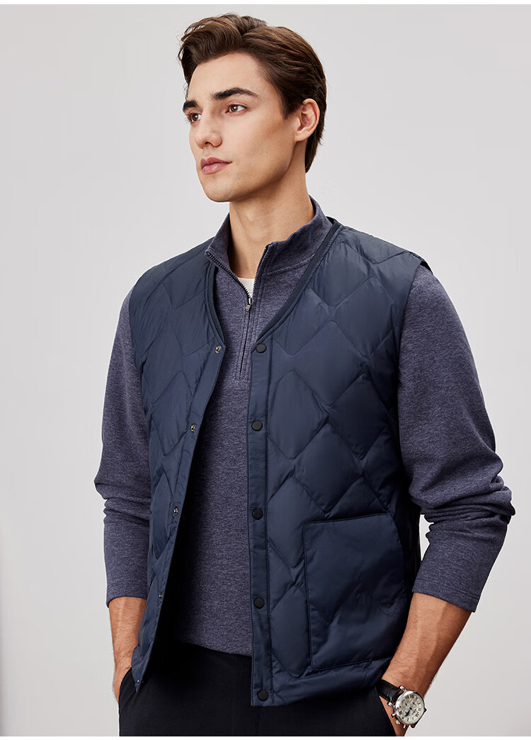 FIRS [90% Duck Down] Vest down Jacket for Men, Winter Warmth, Fluffy And Soft, V-Neck Inner Lining Outer Coat 5