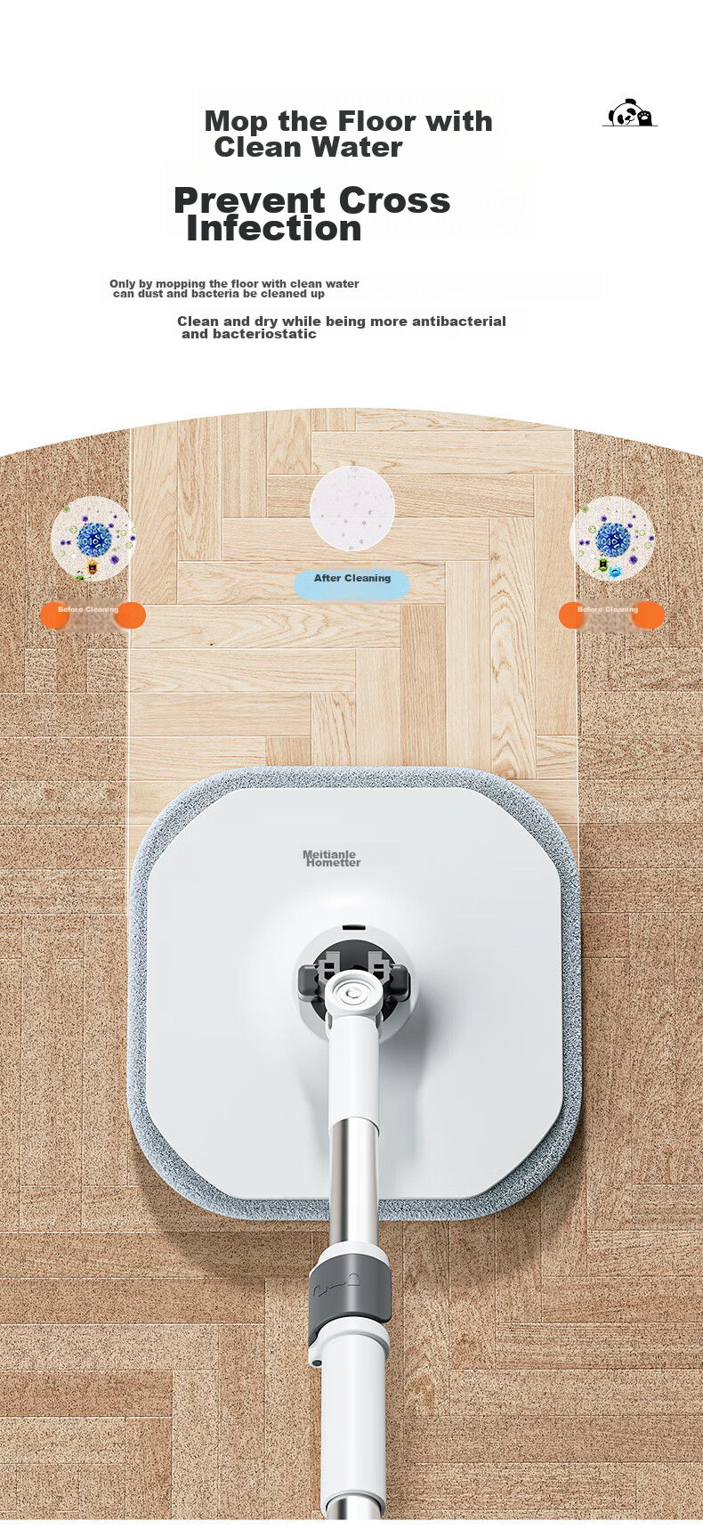 HoMettler Clean And Dirty Separation Rotary Mop, 3 Mop Pads for Home Use, Hands-Free Cleaning, No Washing Required, 2026 Lazy Person's Flat Mop with Bucket 8
