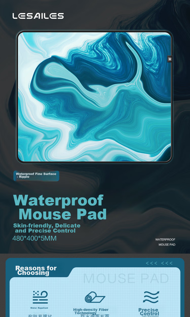 LESAILES Gaming Mouse Pad, Smooth FPS Gaming-Specific Large And Small Sizes, Waterproof Fine Surface Computer Desk Pad, ATK Kongzhi Dye Red, 2mm Deep Edge Banding, 480x400x5 1