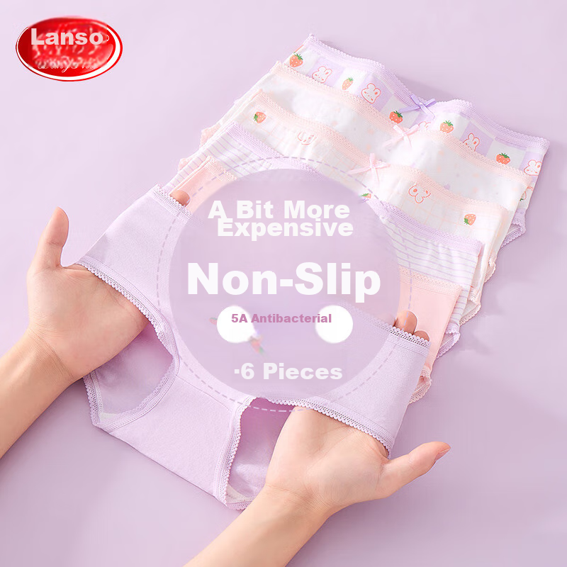 Langsha Girls' Children's Underwear Student Toddler Developmental Period Triangle Panties 6-Pack