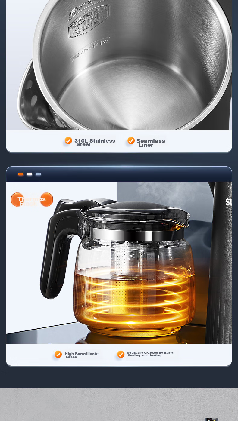 SUPOR Tea Bar Machine, High-End Home Water Dispenser, Remote Control, Intelligent Bottom-Loading Water Tank, Fully Automatic, Self-Controlled Temperature, Anti-Dry Burning, Anti-Overflow, for Living Room And Office Use, CBJ12F 7