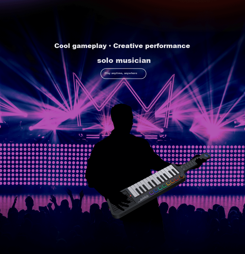 Midiplus Multifunctional Shoulder-Strapped Keyboard, Band Creative Performance Instrument, Portable Lightweight Mini Synthesizer, Sequencing Keyboard, Wireless 2
