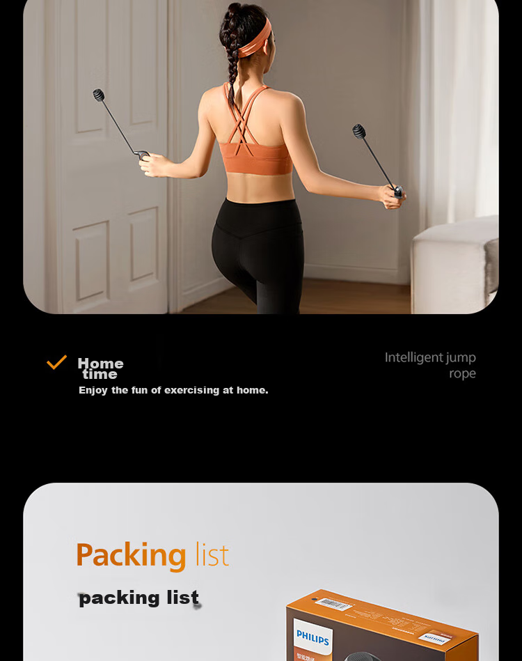 Feilipu Smart Ring Jump Rope, Aerobic Fitness Counting Cordless, Weight Loss Fat Burning, Pocket Jump Rope 34