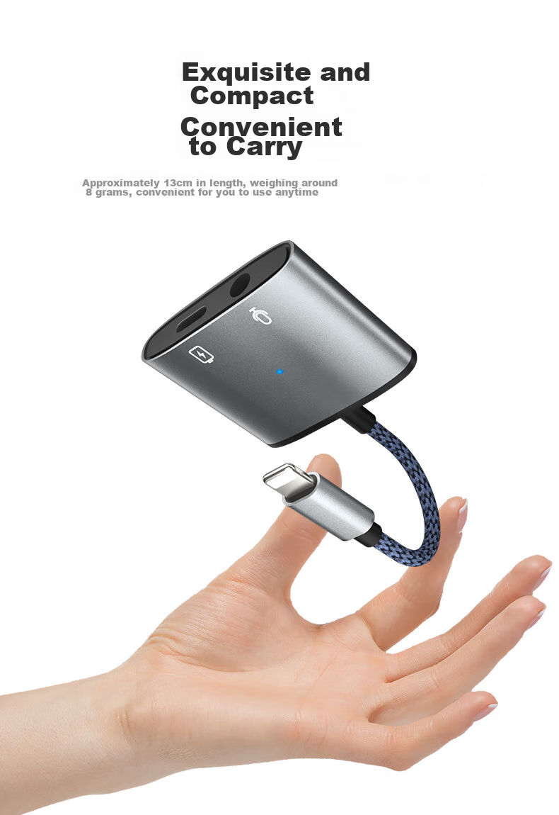 JOWOYE Apple Adapter Headphone Game Sound Card Live Streaming Audio Converter Fast Charging Lightning to 3.5mm Adapter for Mobile Phones And Tablets IPhone14/13/12/iPadAir 14