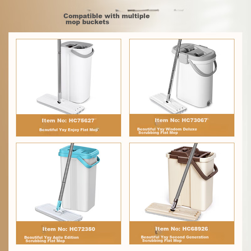 MARYYA Flat Mop Replacement, 33cm Single Mop Compatible with Multiple Models, with Bucket, Wet And Dry Dual-Use All-In Mop