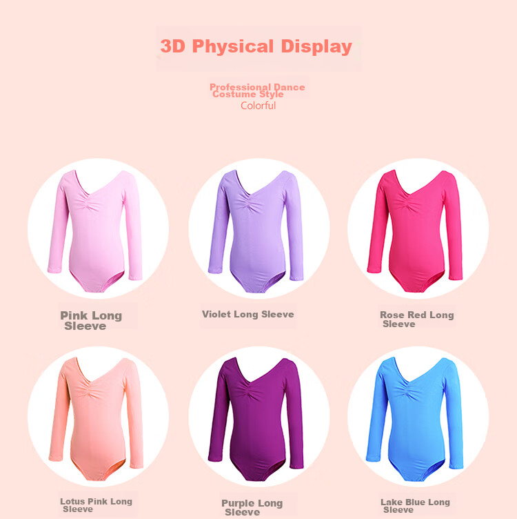 Aiwuge Children's Dance Leotard, Girls' Ballet Practice Outfit, Long-Sleeve One-Piece Dance Costume for Girls, Exam Uniform, Size 130 4