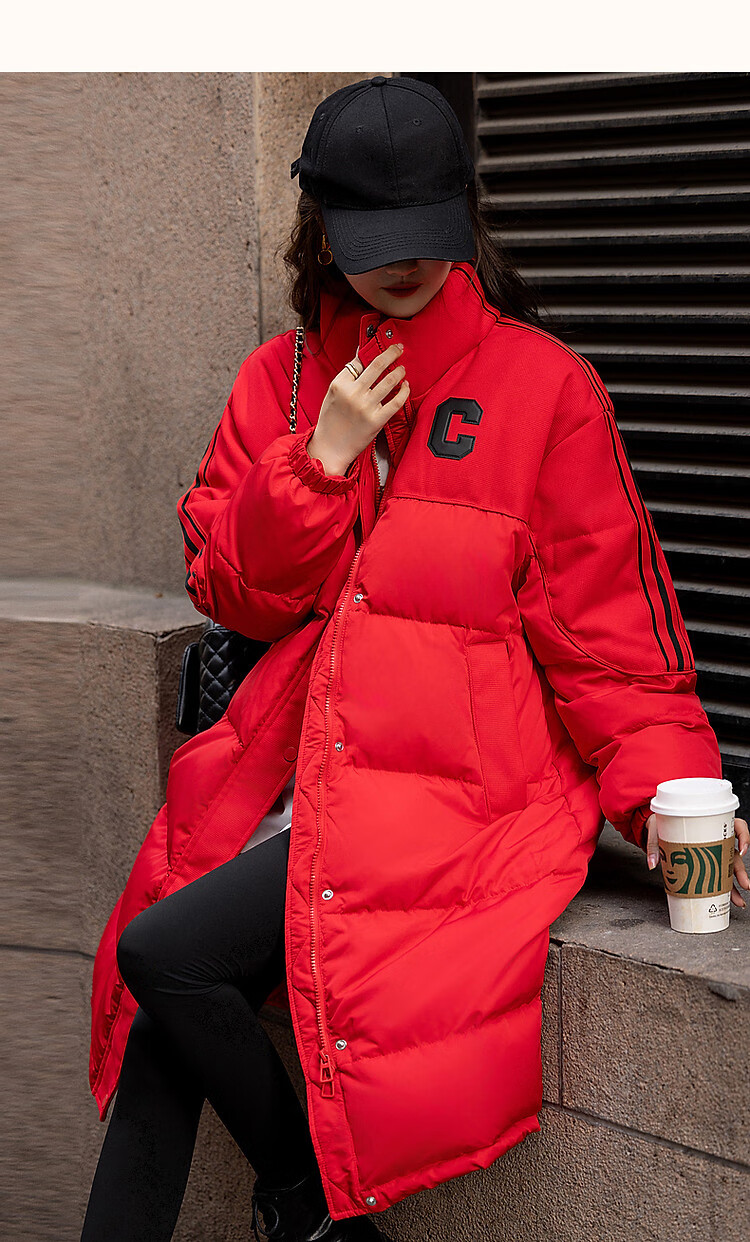 Dme [Warm Capture] Winter Warmth 90% Duck Down Windproof Sports Stand-Collar Long down Jacket for Women, Elegant Coat 15
