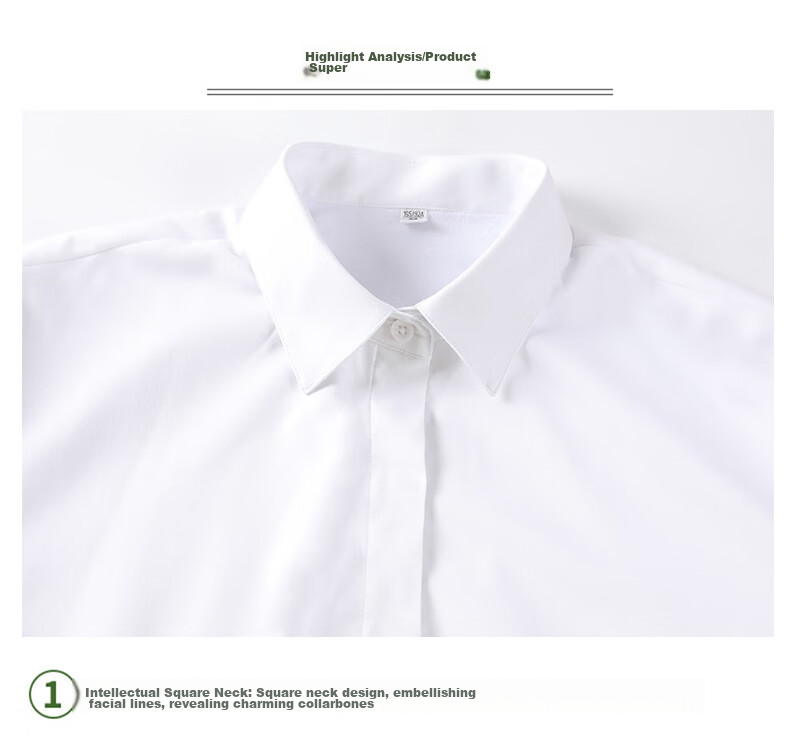XUEXIMAN Long-Sleeve White Shirt, Slim Fit, Square Collar, Suitable for Spring And Autumn, Professional Attire, Formal Wear, Elegant Top, Work Uniform for Wome 10