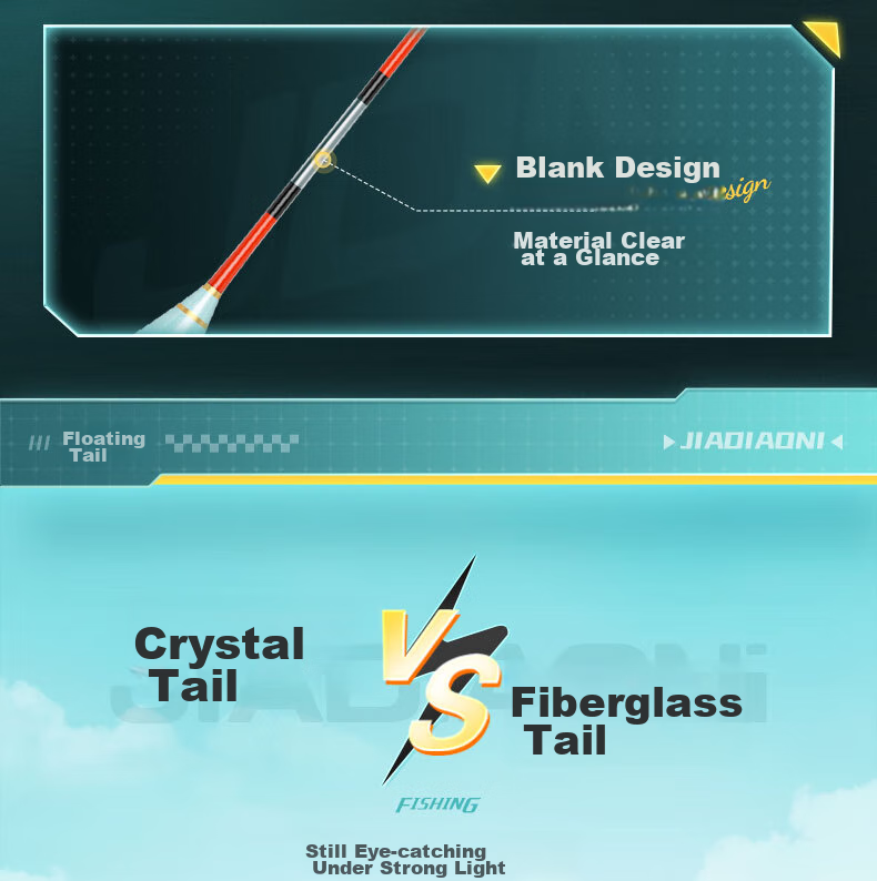 JIADIAONI Hard Tail Crystal Float, Thickened Tail for Visibility, Highly Sensitive Crucian Carp Float, Wild Fishing Nano Float, Authentic Product 6