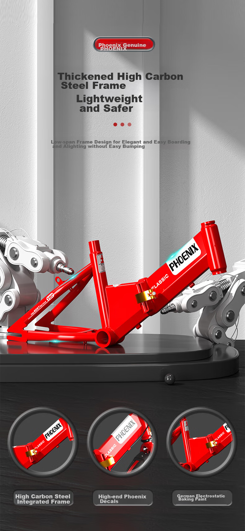 Phoenix Children's Bicycle, Baby Pedal Bike, Foldable Bicycle for Kids 3-8 Years Old, China Red, 18 Inches 1